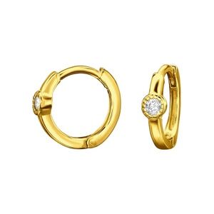 18K Gold Plated Sterling Silver Mini Hoops – 0.35" with CZ Accent